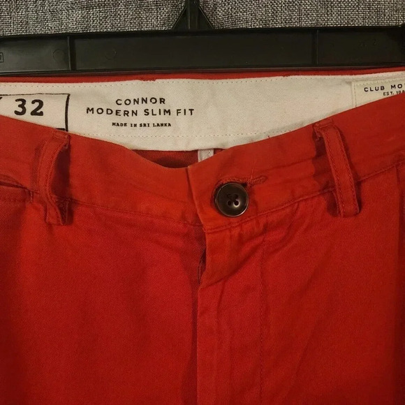 Club Monaco Chino Pant Men's 30/32 Orange & Red Connor Modern Slim Fit - Picture 3 of 6